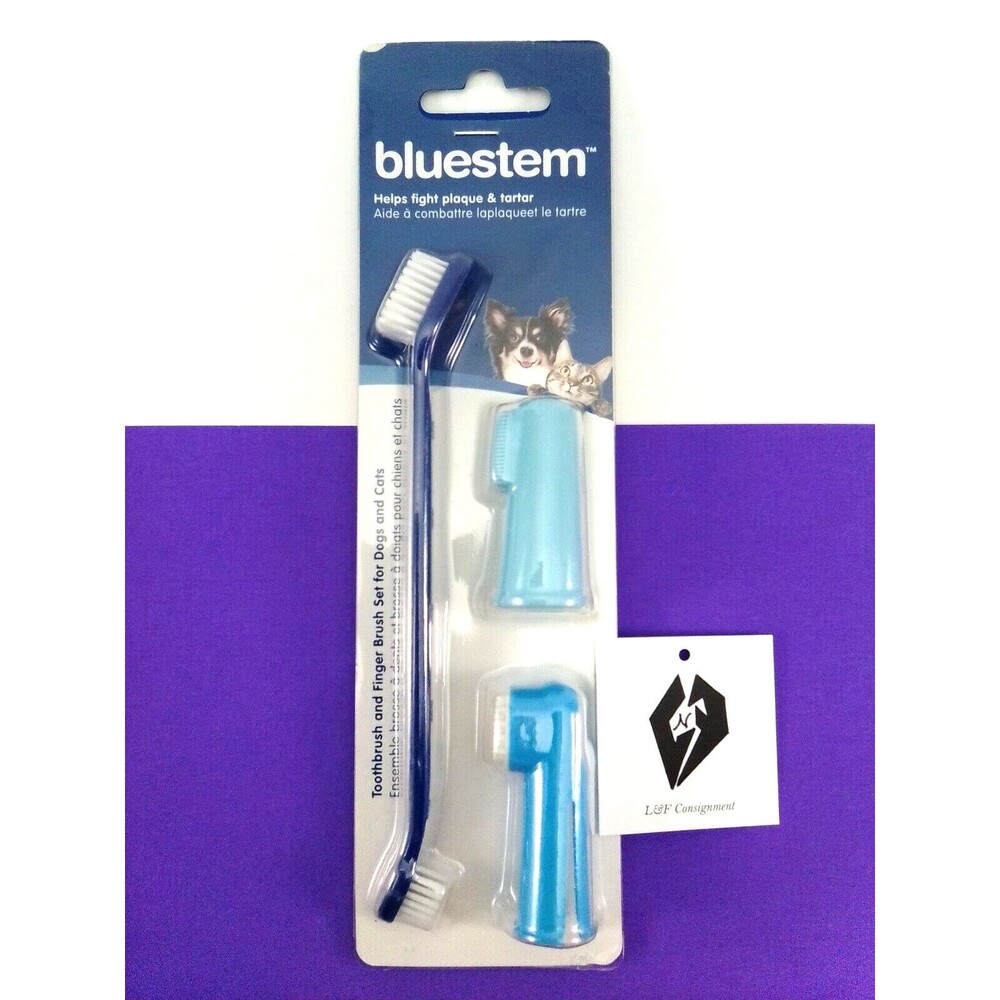 Blue Stem Tooth Brush & Finger Brush Set For Dog's & Cat's